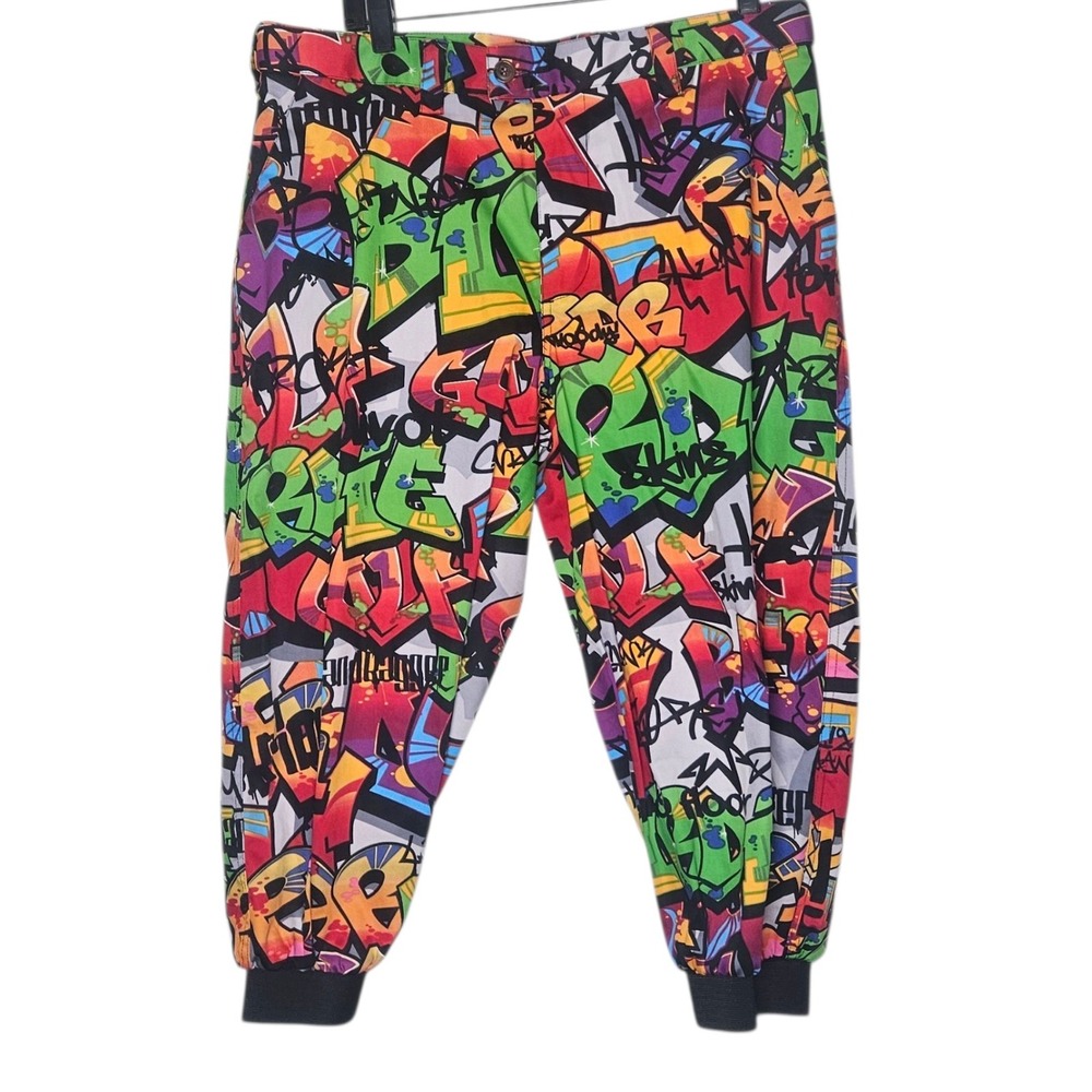 LoudMouth NWOT Graffiti Print Knickers Jogger Pants Mens 35 Multicolor John Daly